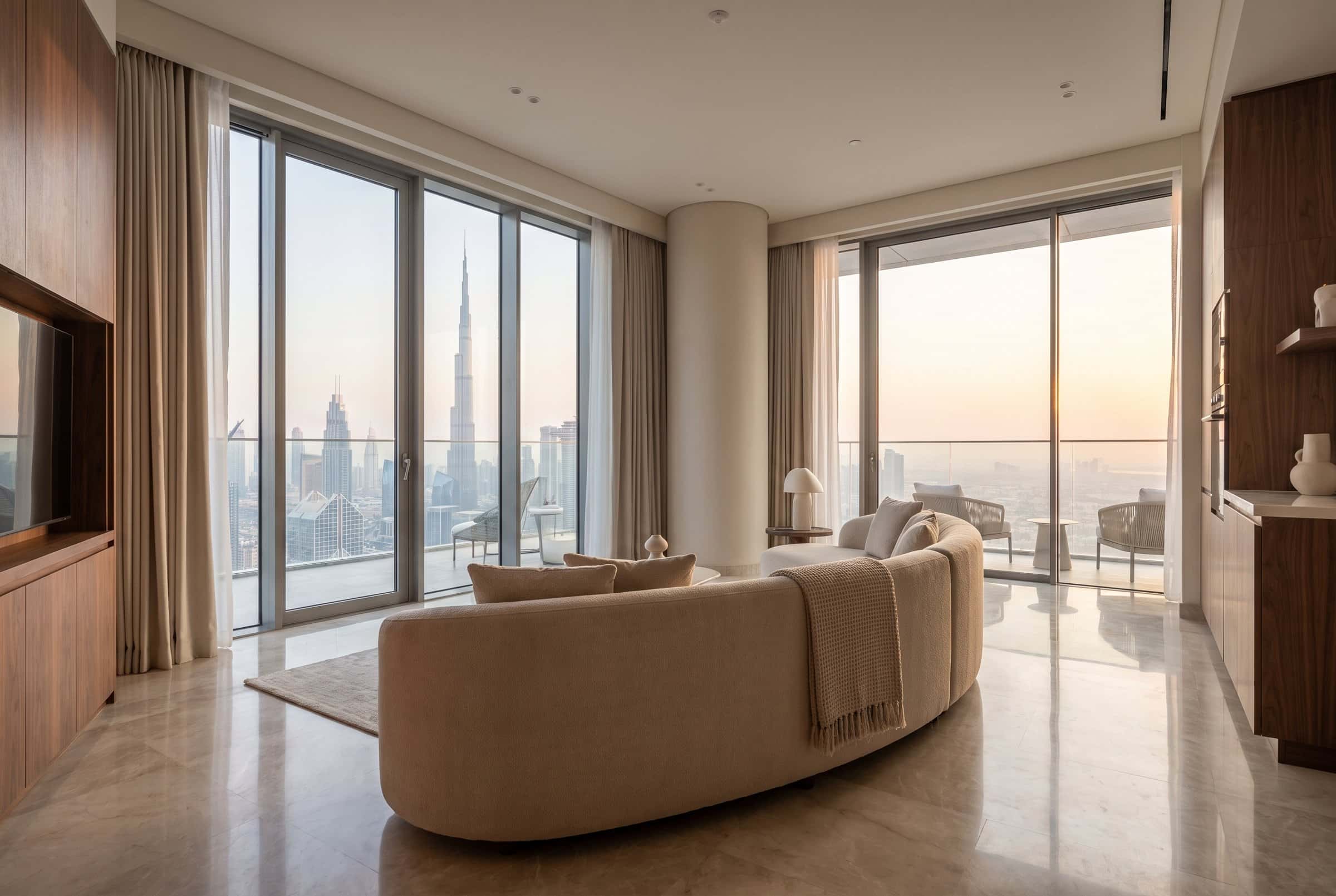Apartment interior with integrated lighting
